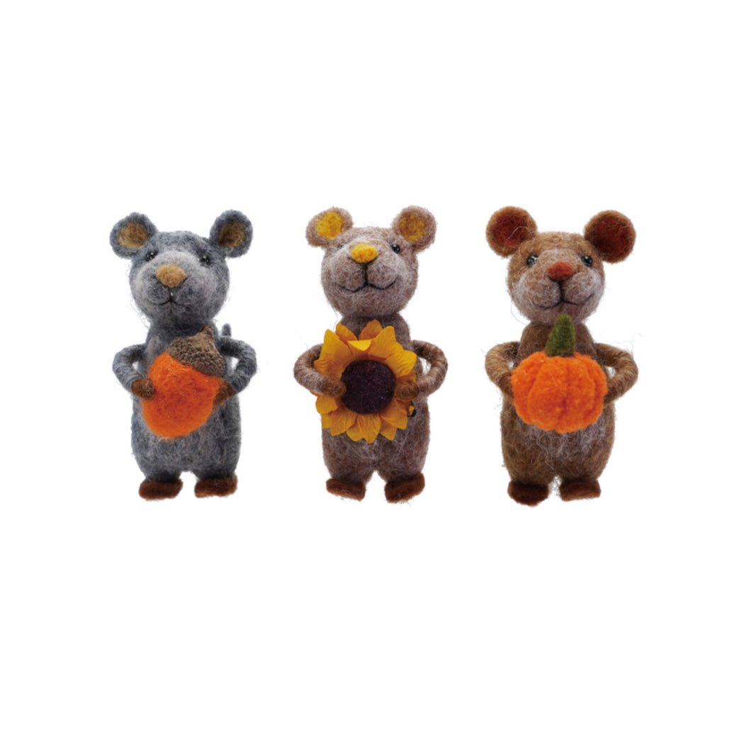 Handmade Wool Felt Mouse Critter CHOICE of Acorn, Pumpkin, or Sunflower - Marmalade Mercantile