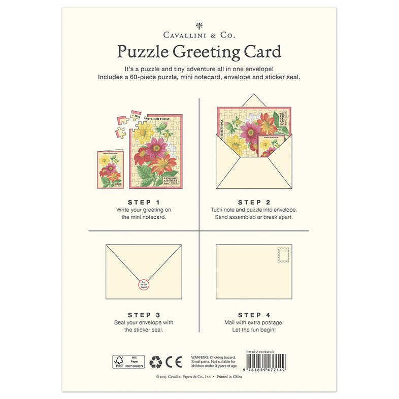 Happy Birthday Language of Flowers Puzzle Greeting Card - Marmalade Mercantile