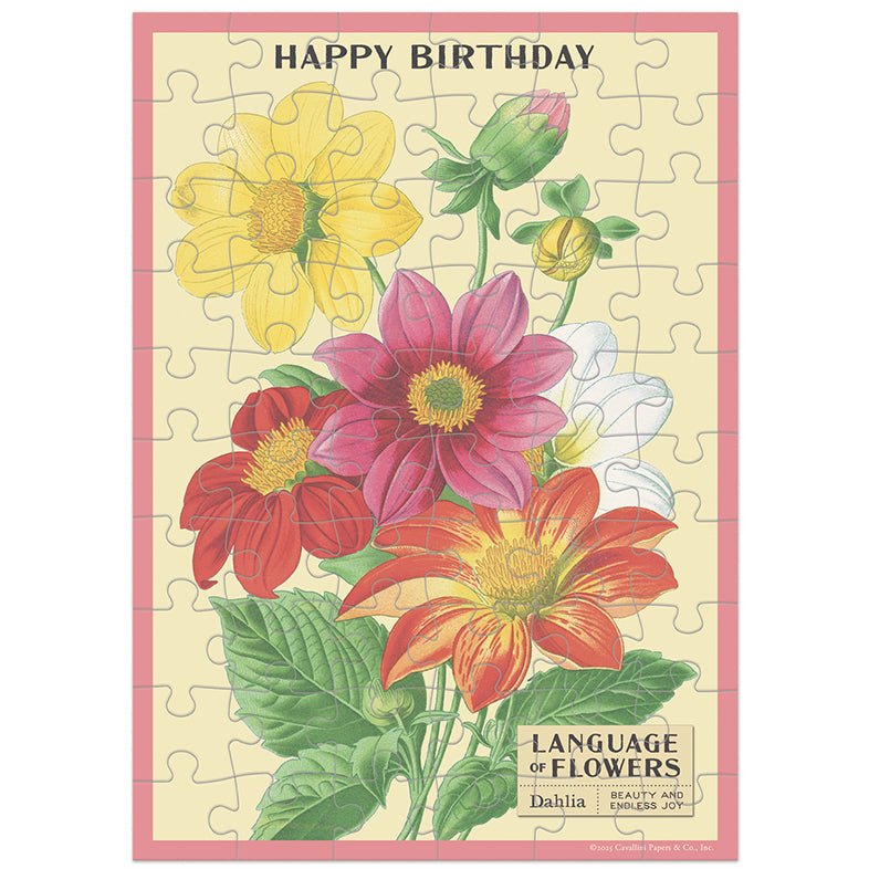 Happy Birthday Language of Flowers Puzzle Greeting Card - Marmalade Mercantile