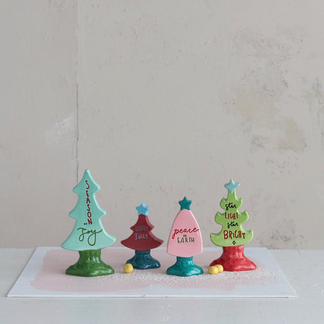 Holiday Hand-Painted Stoneware Tree "Peace On Earth" - Marmalade Mercantile