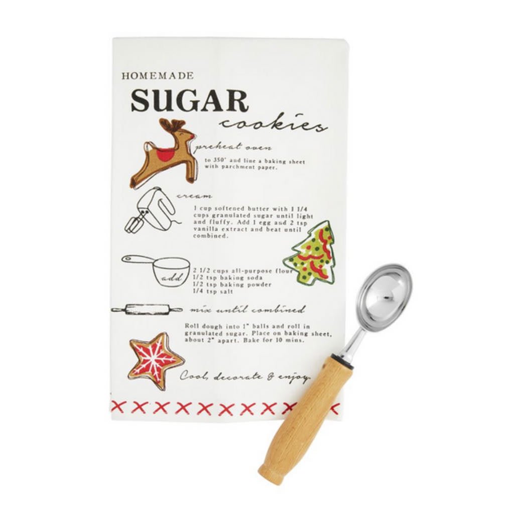 Holiday Recipe Towel Set with Cookie Scoop - Sugar Cookies - Marmalade Mercantile