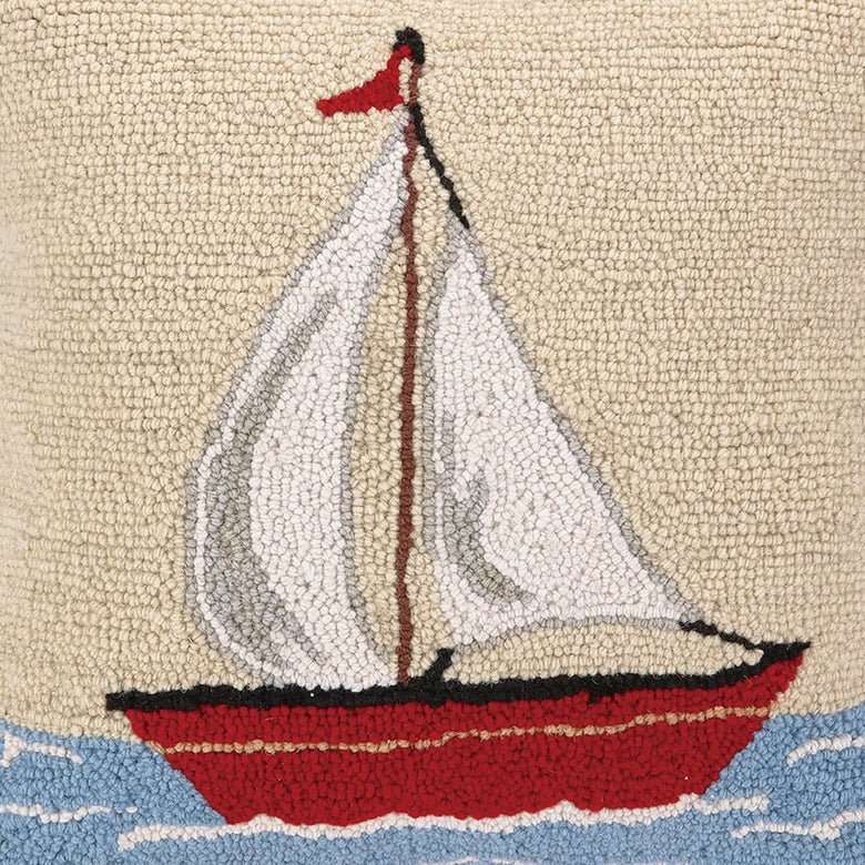 Hooked Rug Pillow Sailboat Pattern - Marmalade Mercantile
