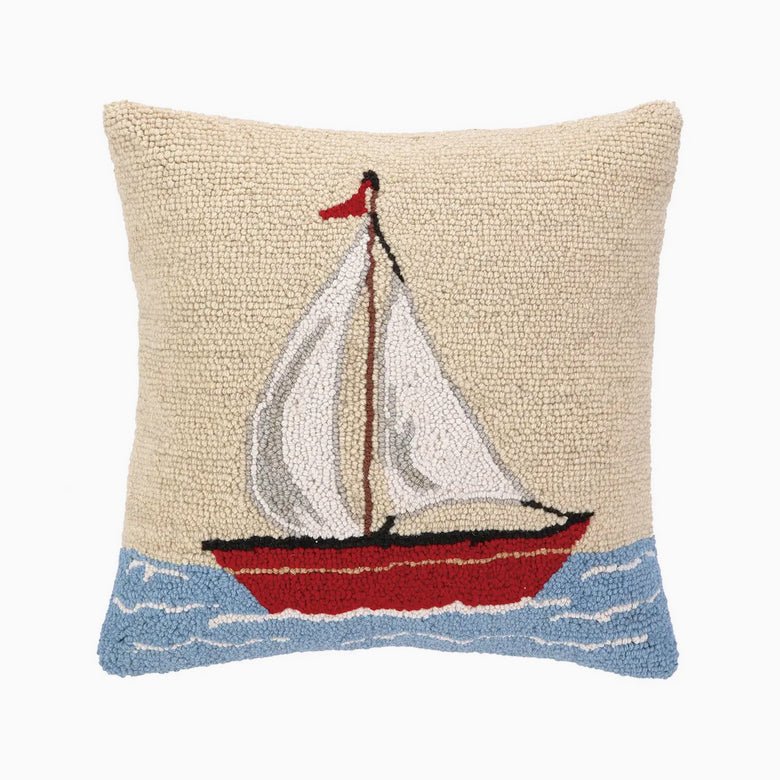 Hooked Rug Pillow Sailboat Pattern - Marmalade Mercantile
