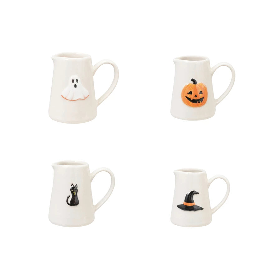 Set of Four Little Creamers with Halloween Icons