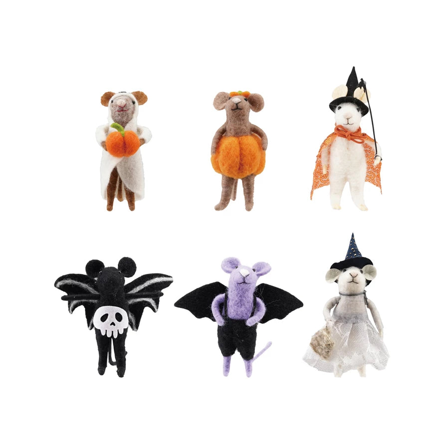 Wool Felt Halloween Mouse Critters CHOICE of SIX Styles