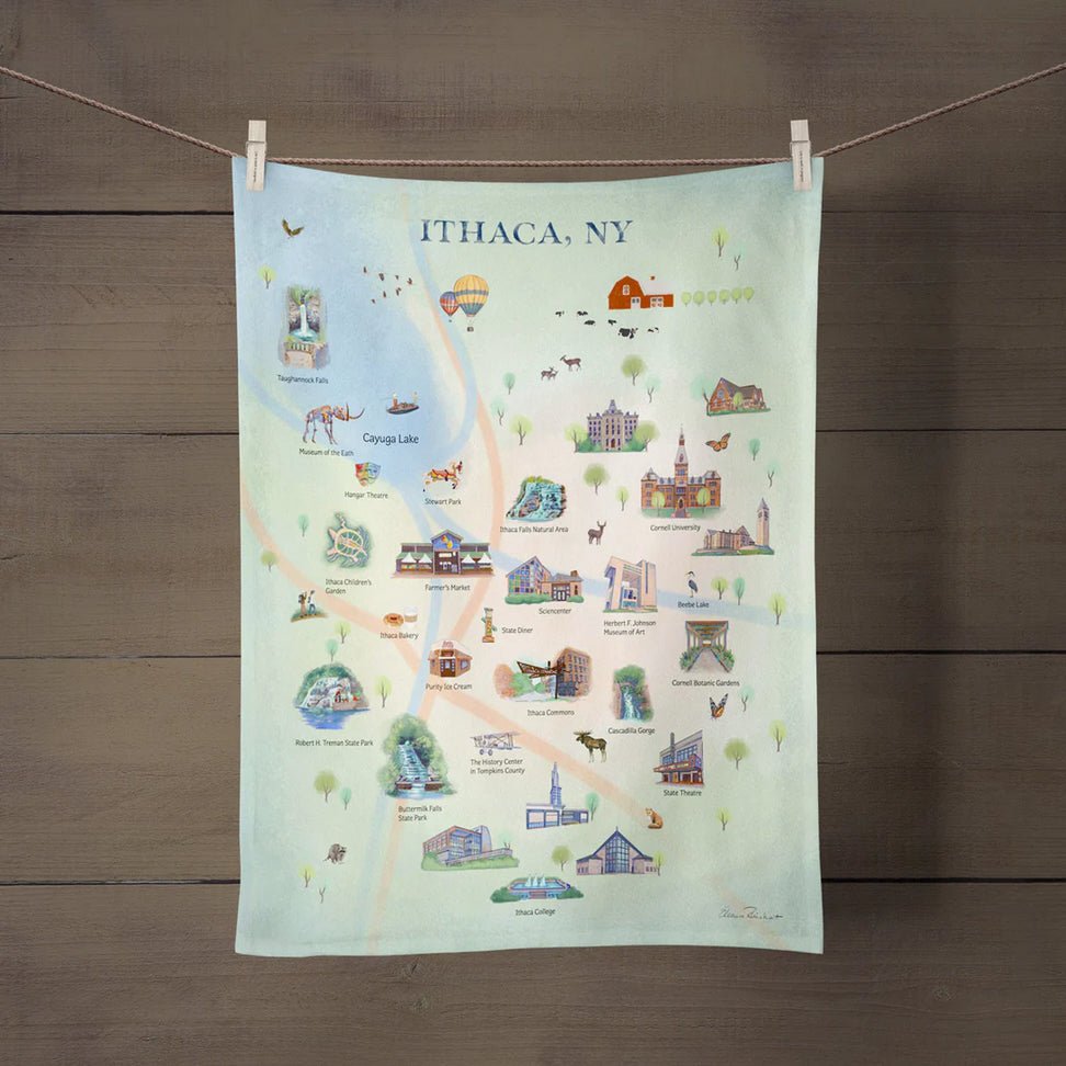 Ithaca, NY Landmarks Souvenir Tea Towel - Marmalade Mercantile