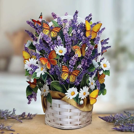 Lavender & Butterflies Full Size Pop Up Bouquet Greeting Card - Marmalade Mercantile