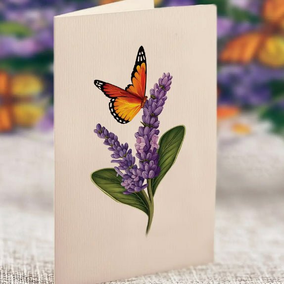 Lavender & Butterflies Full Size Pop Up Bouquet Greeting Card - Marmalade Mercantile