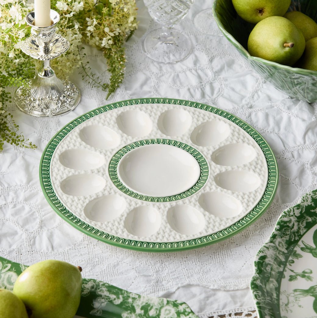 Le Jardin Embossed Basketweave Deviled Egg Plate