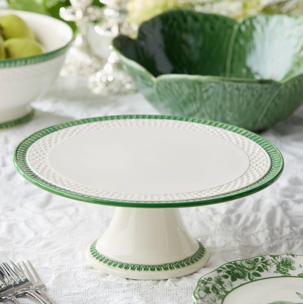 Le Jardin Embossed Cake Pedestal w Basketweave Pattern - Marmalade Mercantile