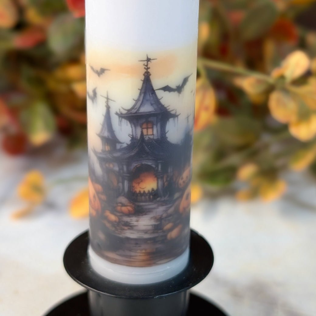 LED Battery Operated Halloween Taper Candle Haunted House Scene - Marmalade Mercantile