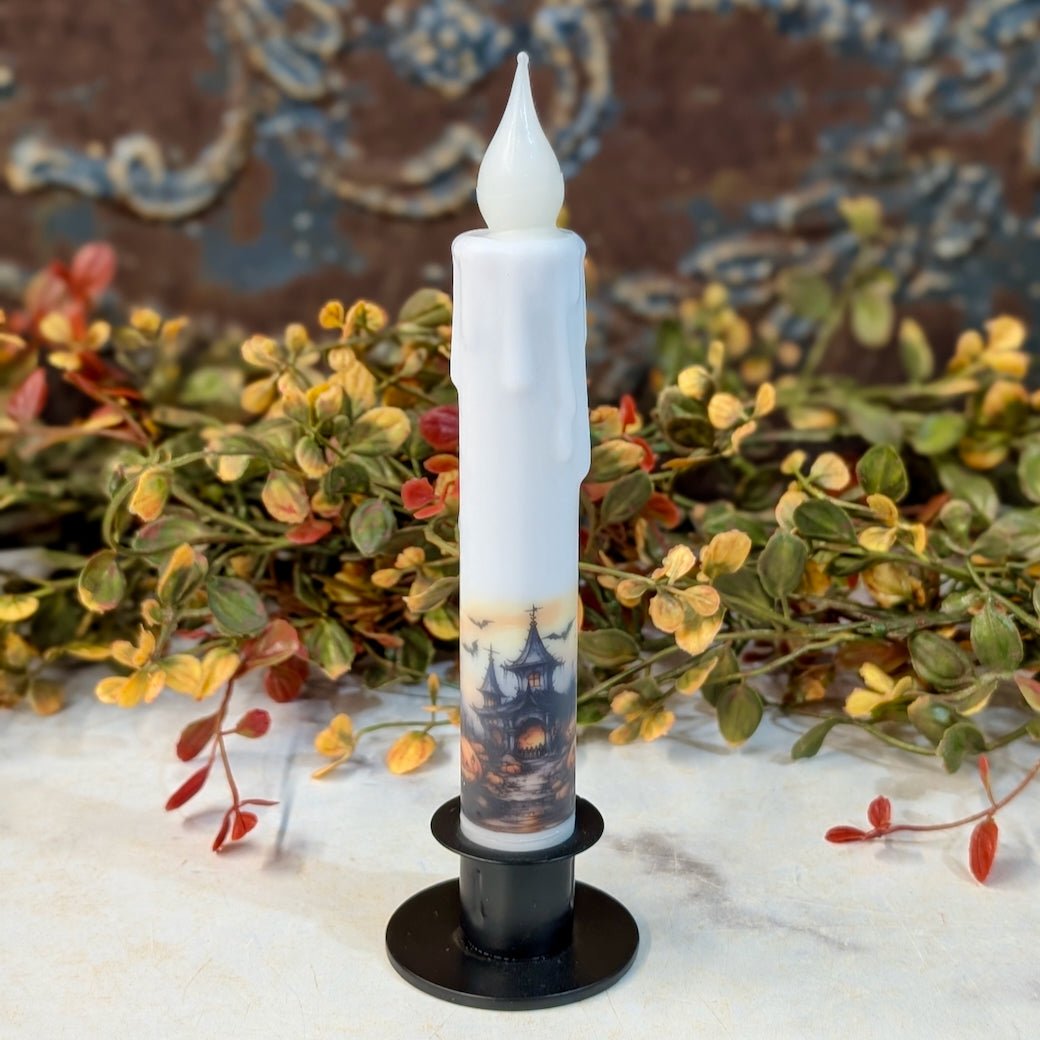 LED Battery Operated Halloween Taper Candle Haunted House Scene - Marmalade Mercantile