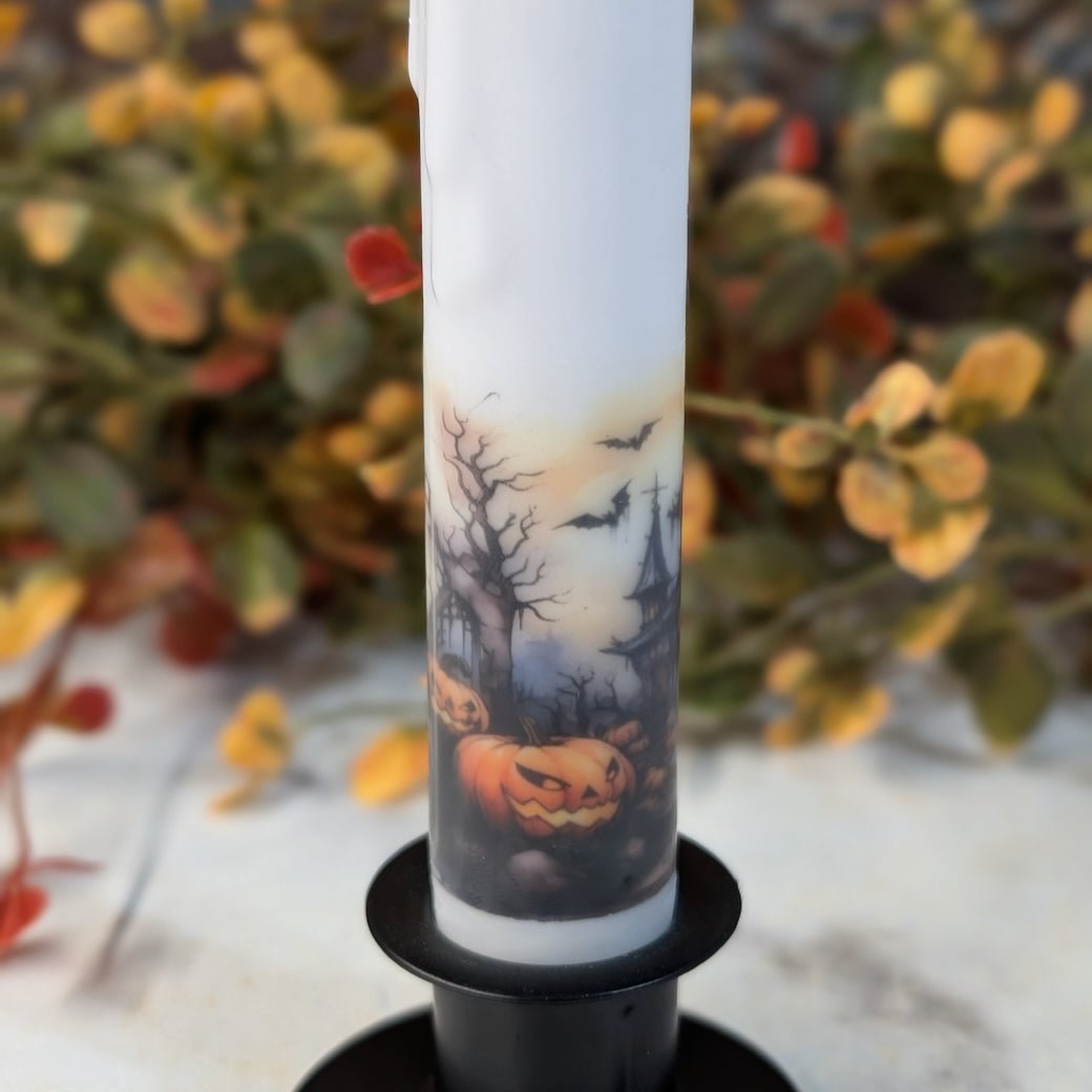 LED Battery Operated Halloween Taper Candle Haunted House Scene - Marmalade Mercantile