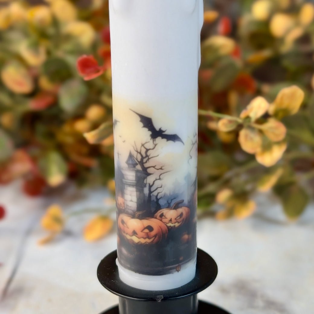 LED Battery Operated Halloween Taper Candle Haunted House Scene - Marmalade Mercantile