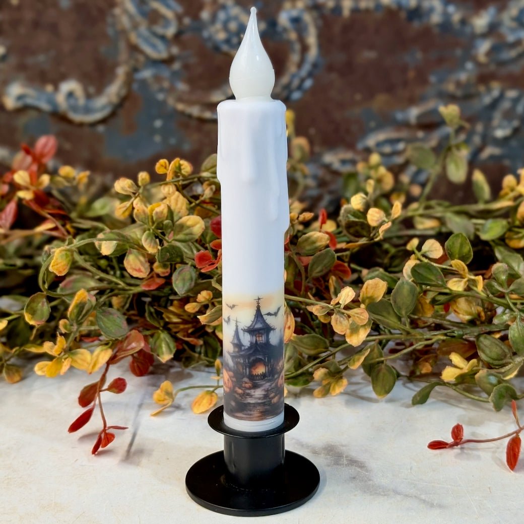LED Battery Operated Halloween Taper Candle Haunted House Scene - Marmalade Mercantile