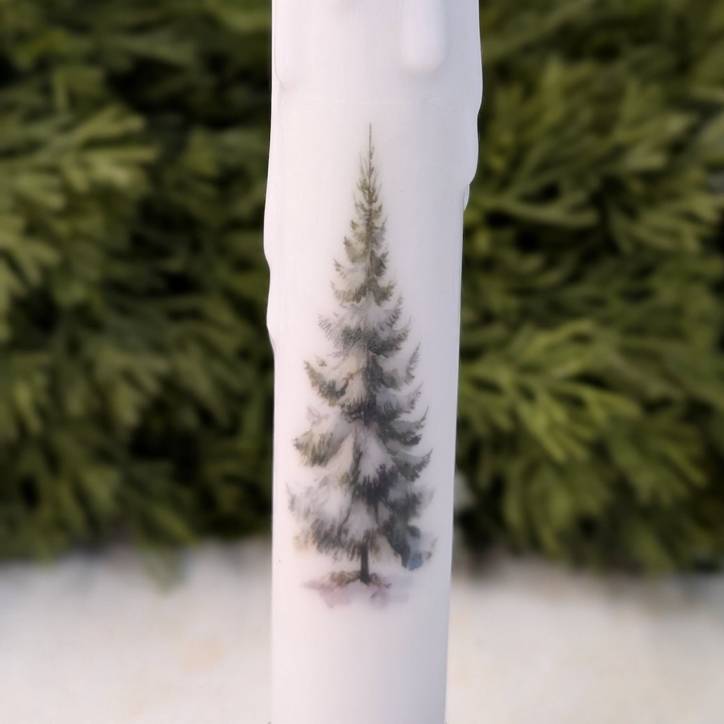 LED Battery Operated Taper Candle Snowy Pine - Marmalade Mercantile