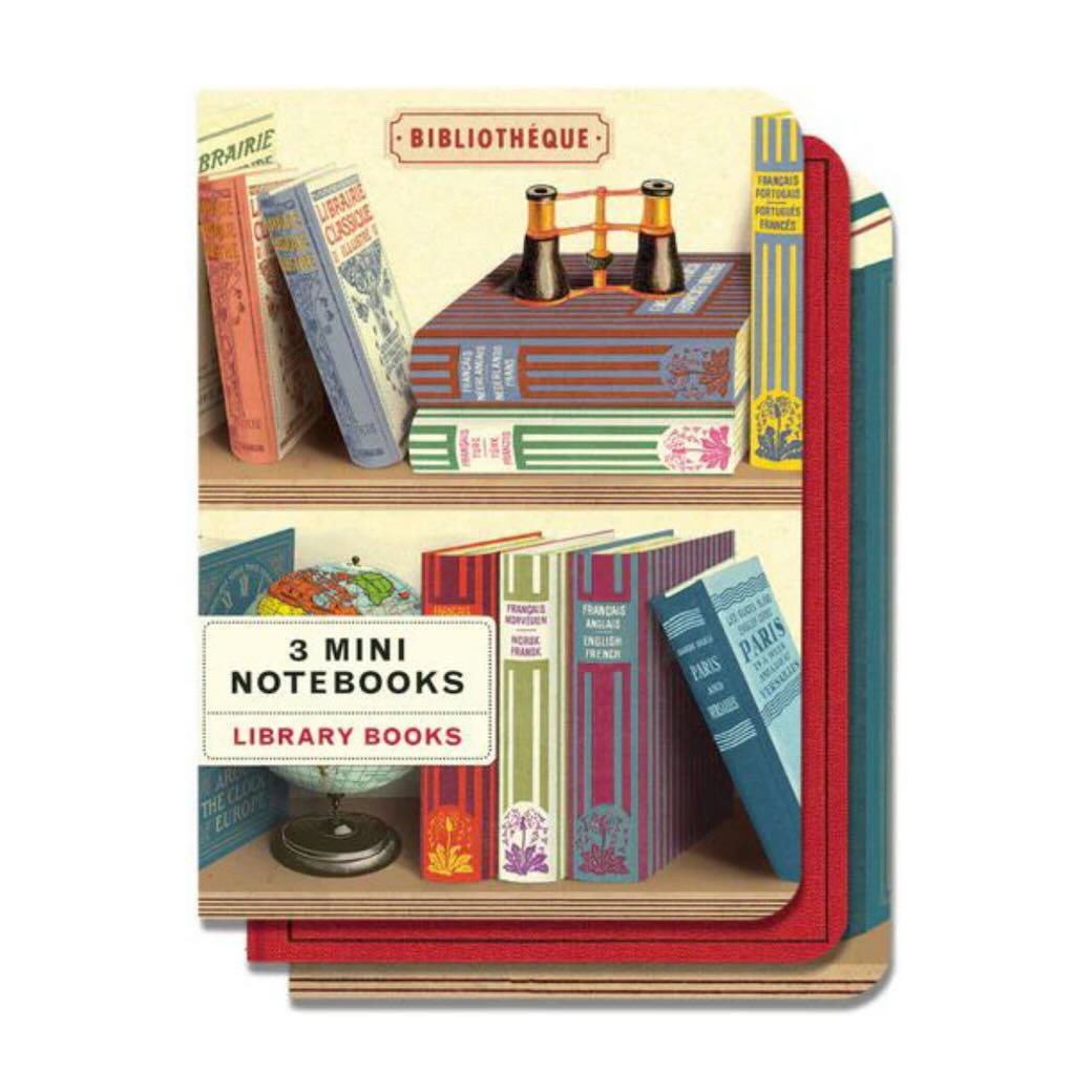 Library Books Mini Pocket Notebooks Set of 3