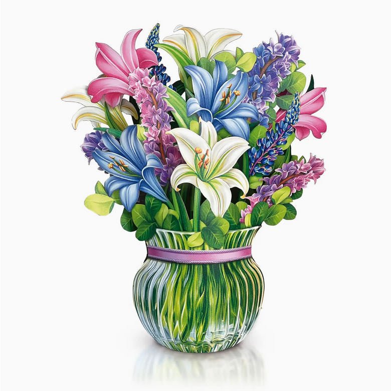 Lilies and Lupines 3-D Life-Sized Pop Up Bouquet Greeting Card - Marmalade Mercantile