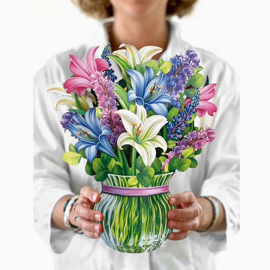 Lilies and Lupines 3-D Life-Sized Pop Up Bouquet Greeting Card - Marmalade Mercantile