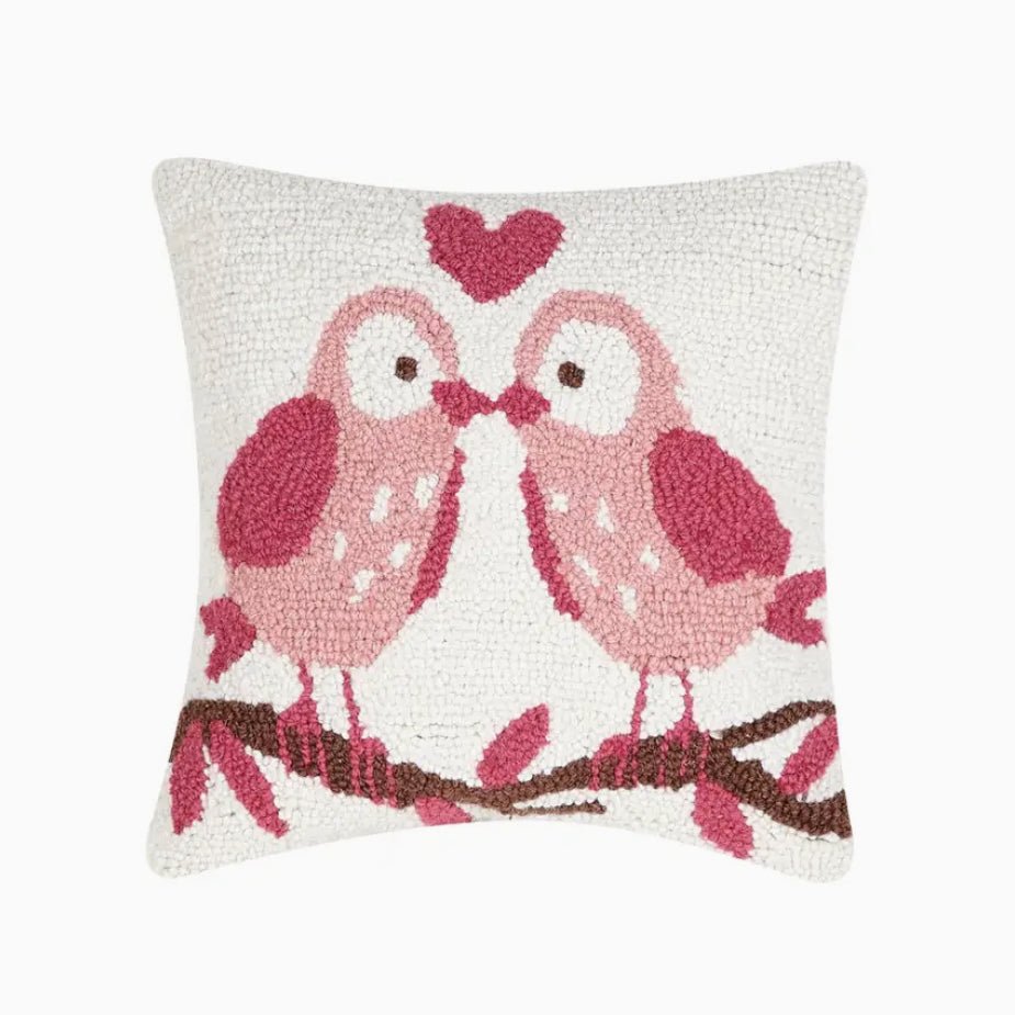 Love Birds Hooked Rug Pillow Valentine's Day - Marmalade Mercantile