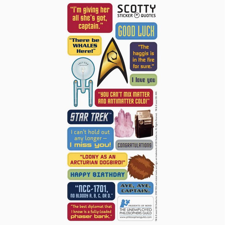 Lt. Scotty USS Enterprise Star Trek Die Cut Greeting Card w Stickers - Marmalade Mercantile