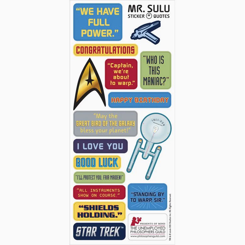 Lt. Sulu Die Cut Star Trek Greeting Card w Stickers - Marmalade Mercantile