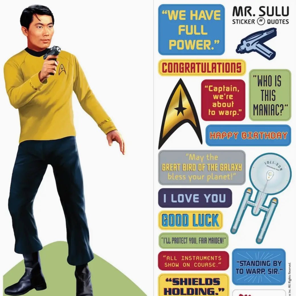 Lt. Sulu Die Cut Star Trek Greeting Card w Stickers - Marmalade Mercantile