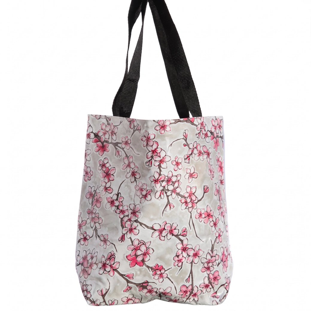 Medium Oilcloth Tote Gray Fuji Pattern - Marmalade Mercantile