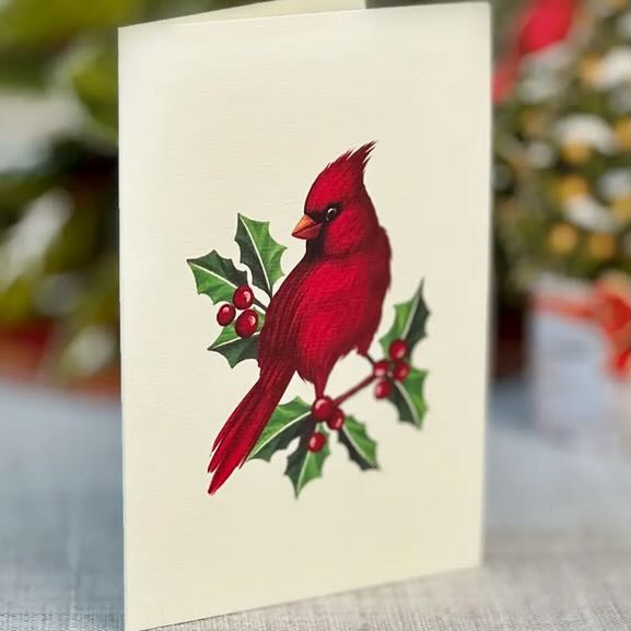 Merry Mini Christmas Tree w Cardinal Pop - Up Card - Marmalade Mercantile