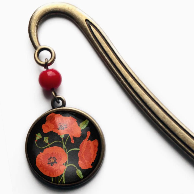 Metal book Hook bookmark Red Poppy Flowers - Marmalade Mercantile