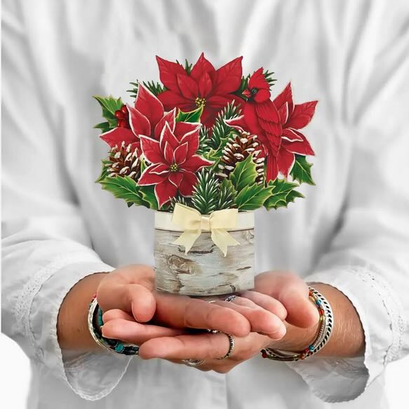 Mini Birch & Holiday Poinsettia Pop - Up Card - Marmalade Mercantile