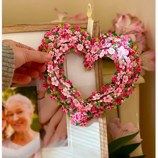 Mini Cherry Blossom Heart Wreath 3 - D Pop Up Greeting Card - Marmalade Mercantile