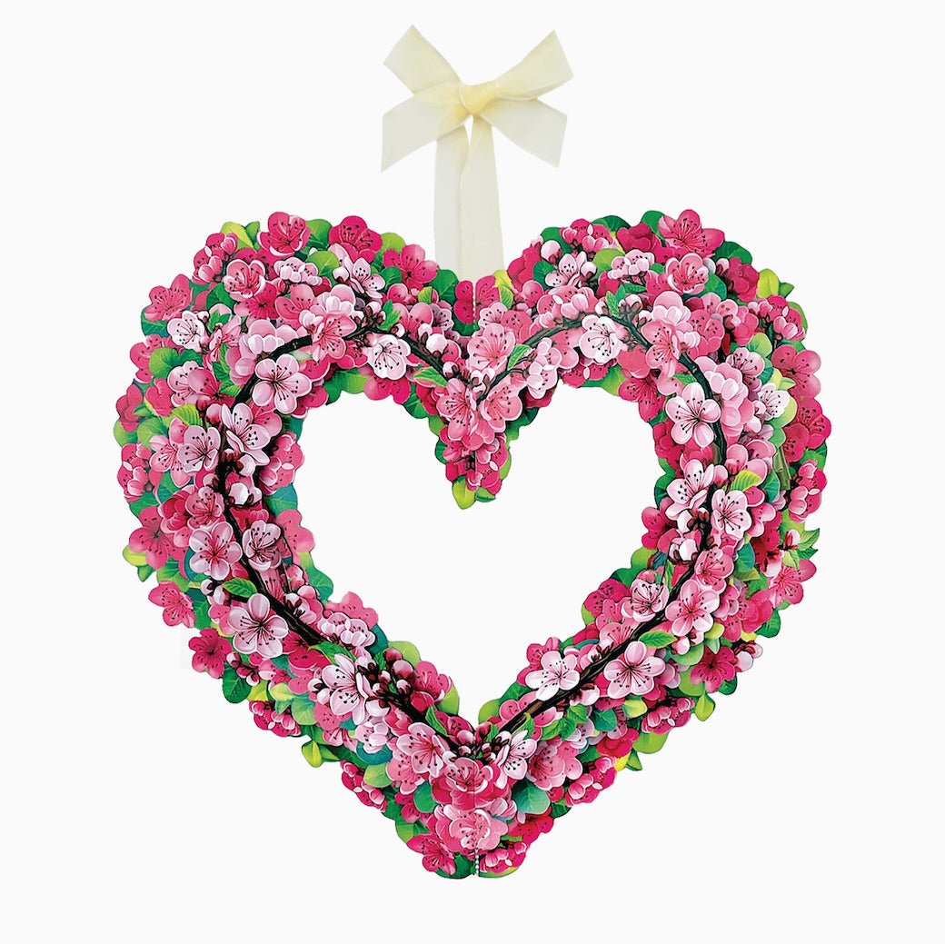 Mini Cherry Blossom Heart Wreath 3 - D Pop Up Greeting Card - Marmalade Mercantile