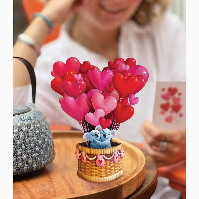 Mini Heart Balloons & Koalas Valentine Pop Up Greeting Card