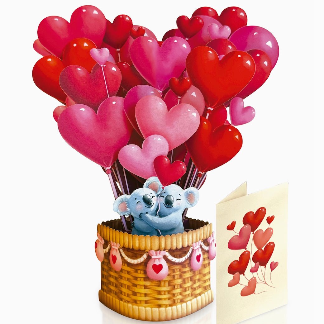 Mini Heart Balloons & Koalas Valentine Pop Up Greeting Card - Marmalade Mercantile