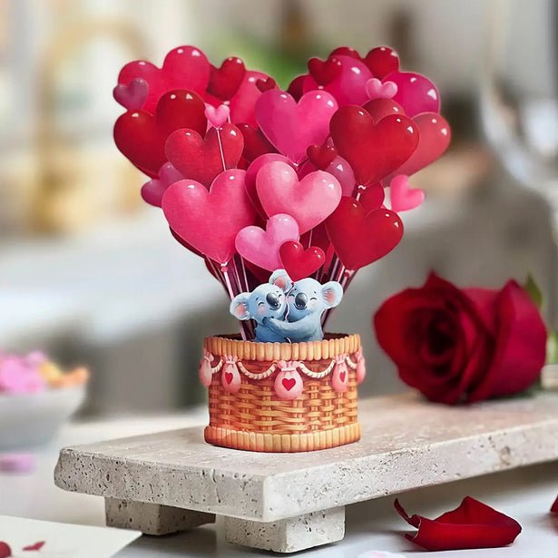 Mini Heart Balloons & Koalas Valentine Pop Up Greeting Card - Marmalade Mercantile