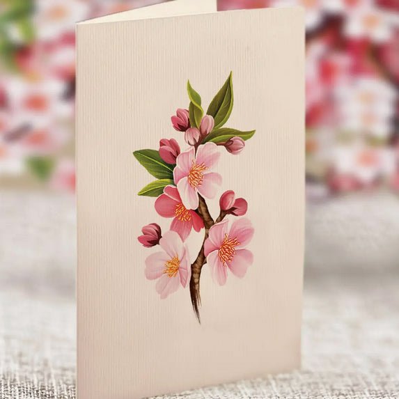 Mini Japanese Cherry Blossoms Pop Up Bouquet Greeting Card - Marmalade Mercantile