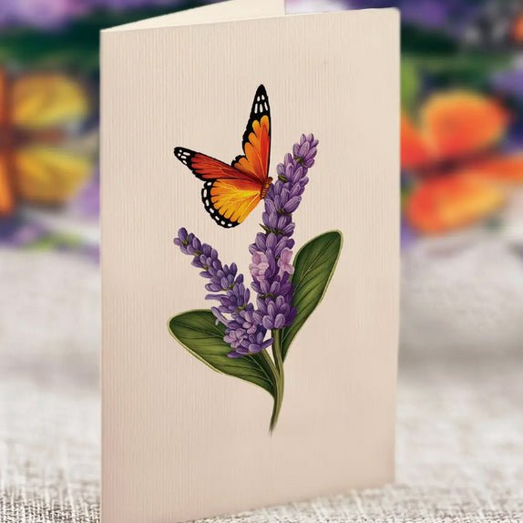 Mini Lavender & Butterflies Full Size Pop Up Bouquet Card - Marmalade Mercantile