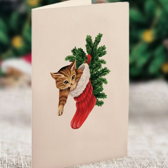 Mini Meowy Christmas Tree Pop - Up Card - Marmalade Mercantile