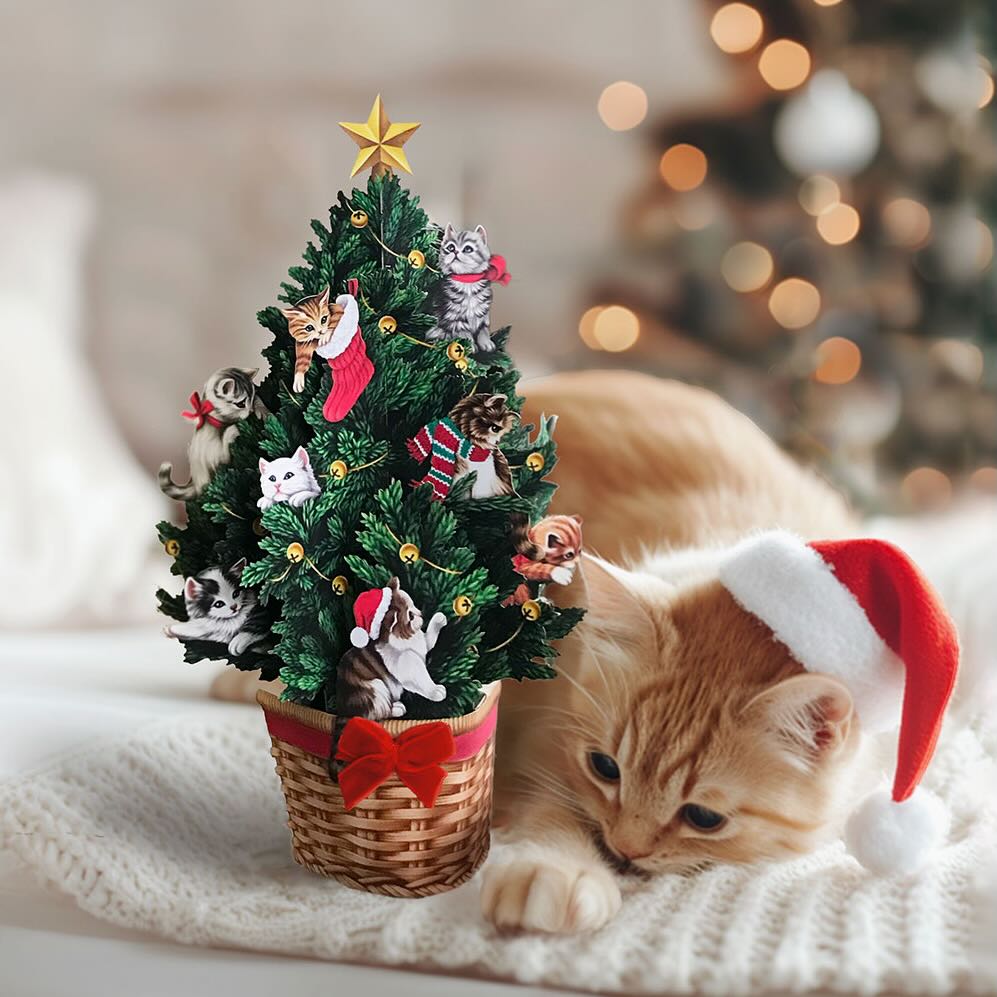 Mini Meowy Christmas Tree Pop - Up Card - Marmalade Mercantile