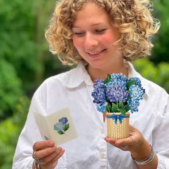 Mini Nantucket Hydrangeas Pop Up Greeting Card - Marmalade Mercantile