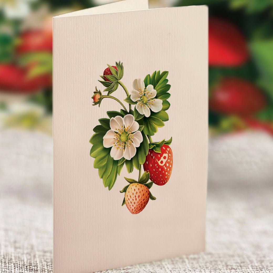 Mini Strawberry Blossoms Pop Up Greeting Card - Marmalade Mercantile