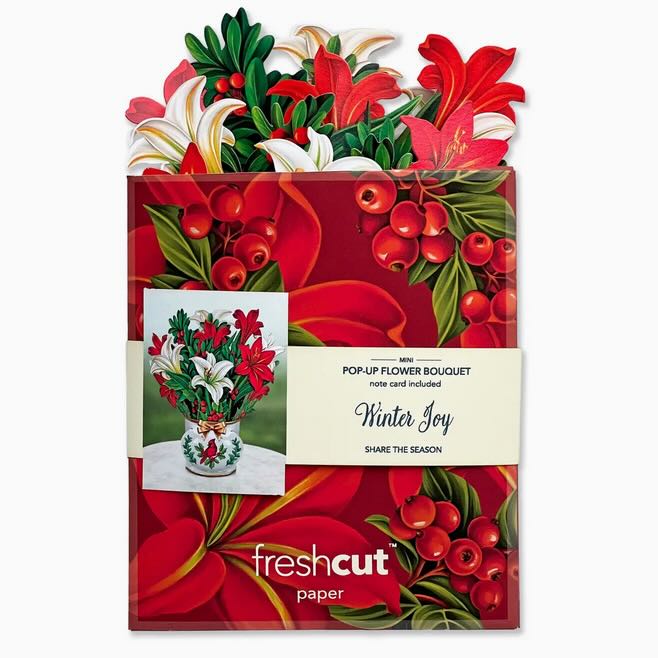 Mini Winter Joy Red & White Amaryllis Pop - Up Card - Marmalade Mercantile