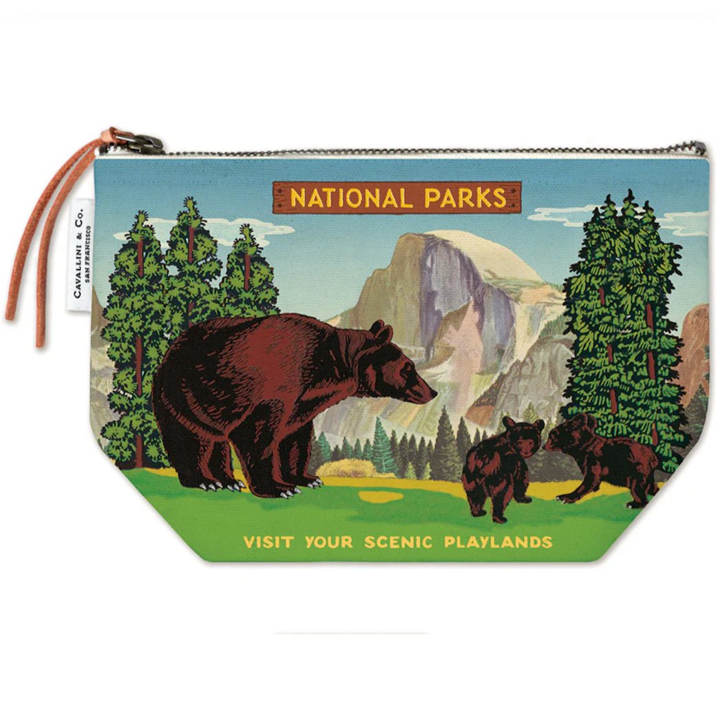 National Parks & Bear Zippered Canvas Pouch - Marmalade Mercantile