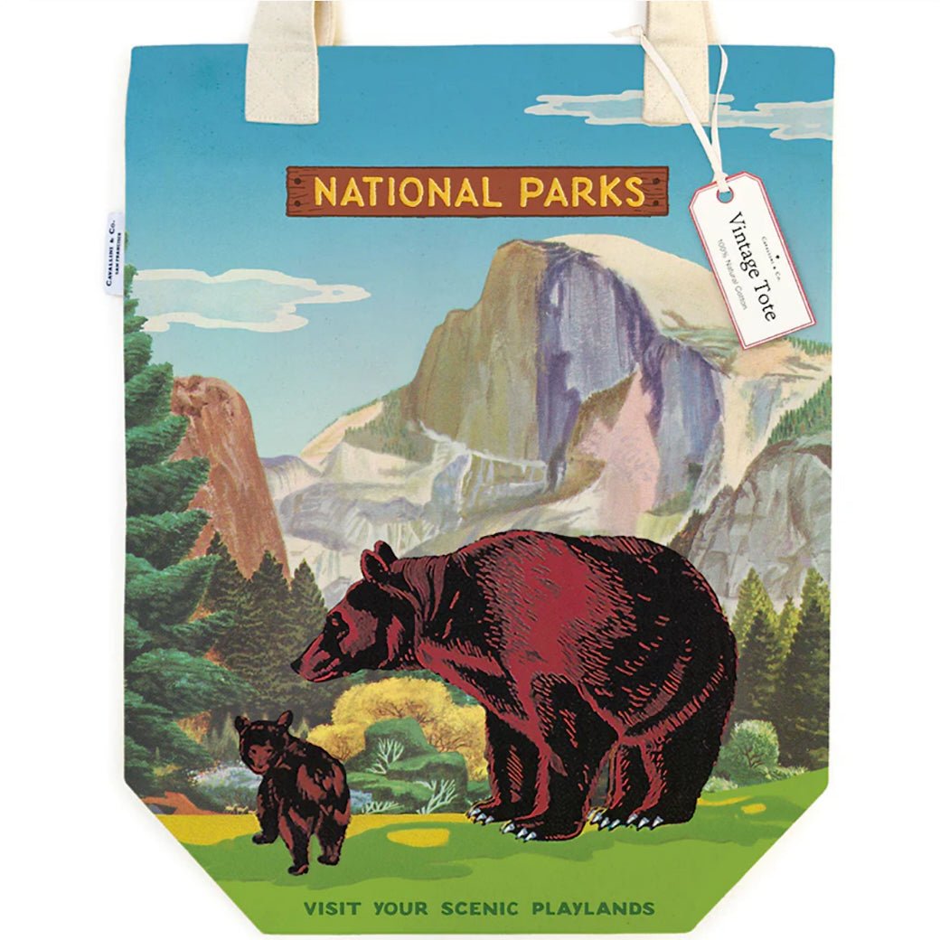 National Parks Canvas Tote Bag Bear & Mountains - Marmalade Mercantile