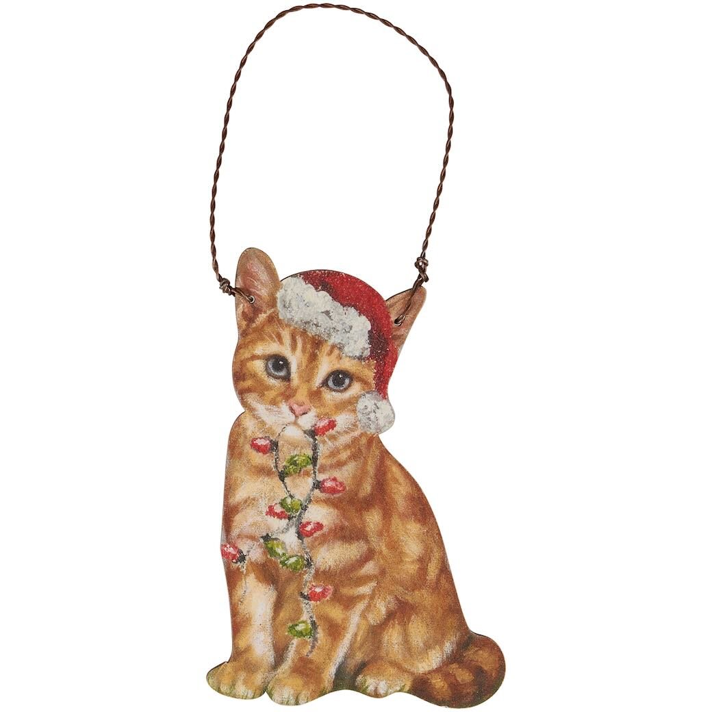 Orange Kitten Santa Wooden Christmas Ornament - Marmalade Mercantile