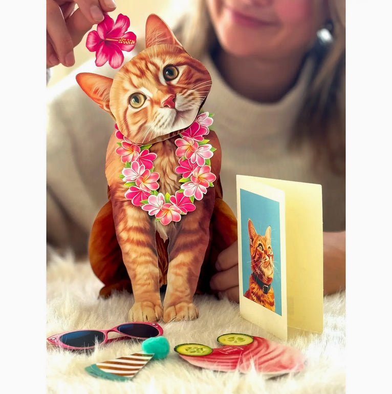 Orange Tabby Pop Up Greeting Card with Accessories - Marmalade Mercantile