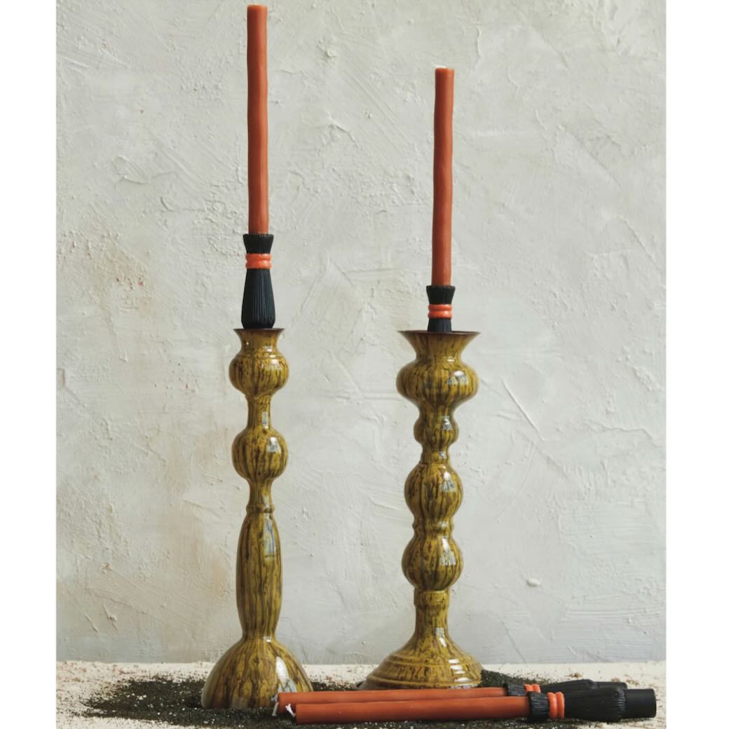 Pair of Bewitching Broom - Shaped Halloween Taper Candles - Marmalade Mercantile