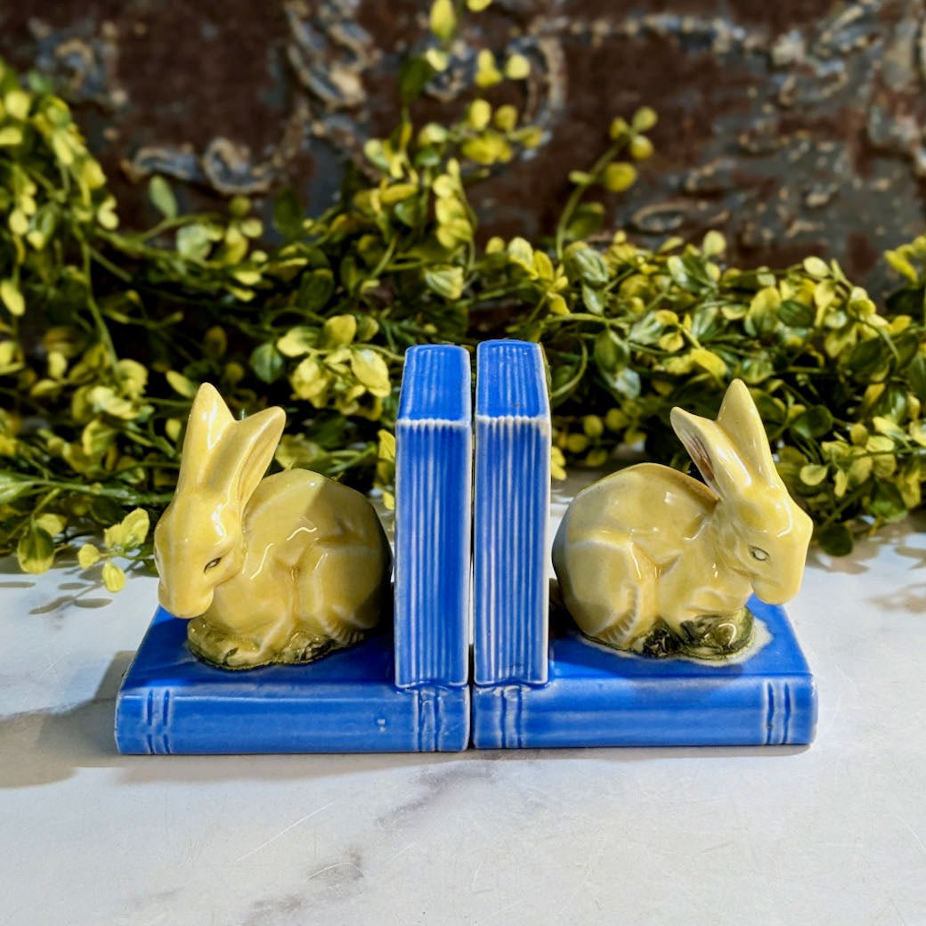Pair of Colorful Vintage Bunny Bookends - Marmalade Mercantile