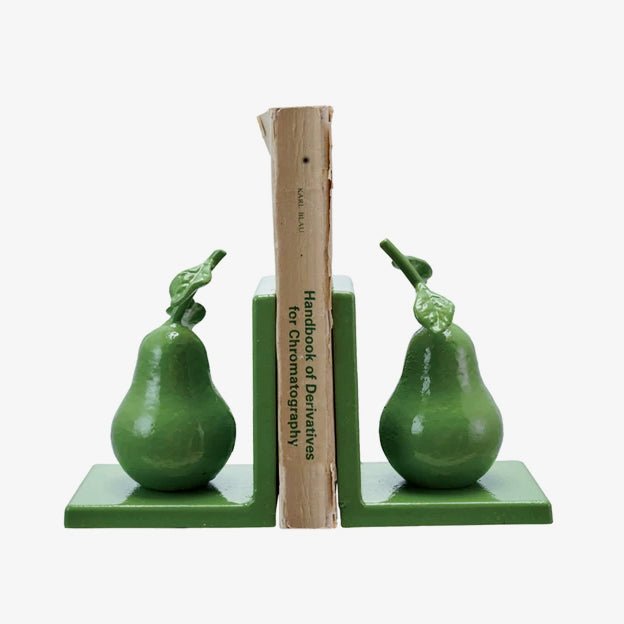 Pair of Green Painted Cast Iron Pear Bookends - Marmalade Mercantile